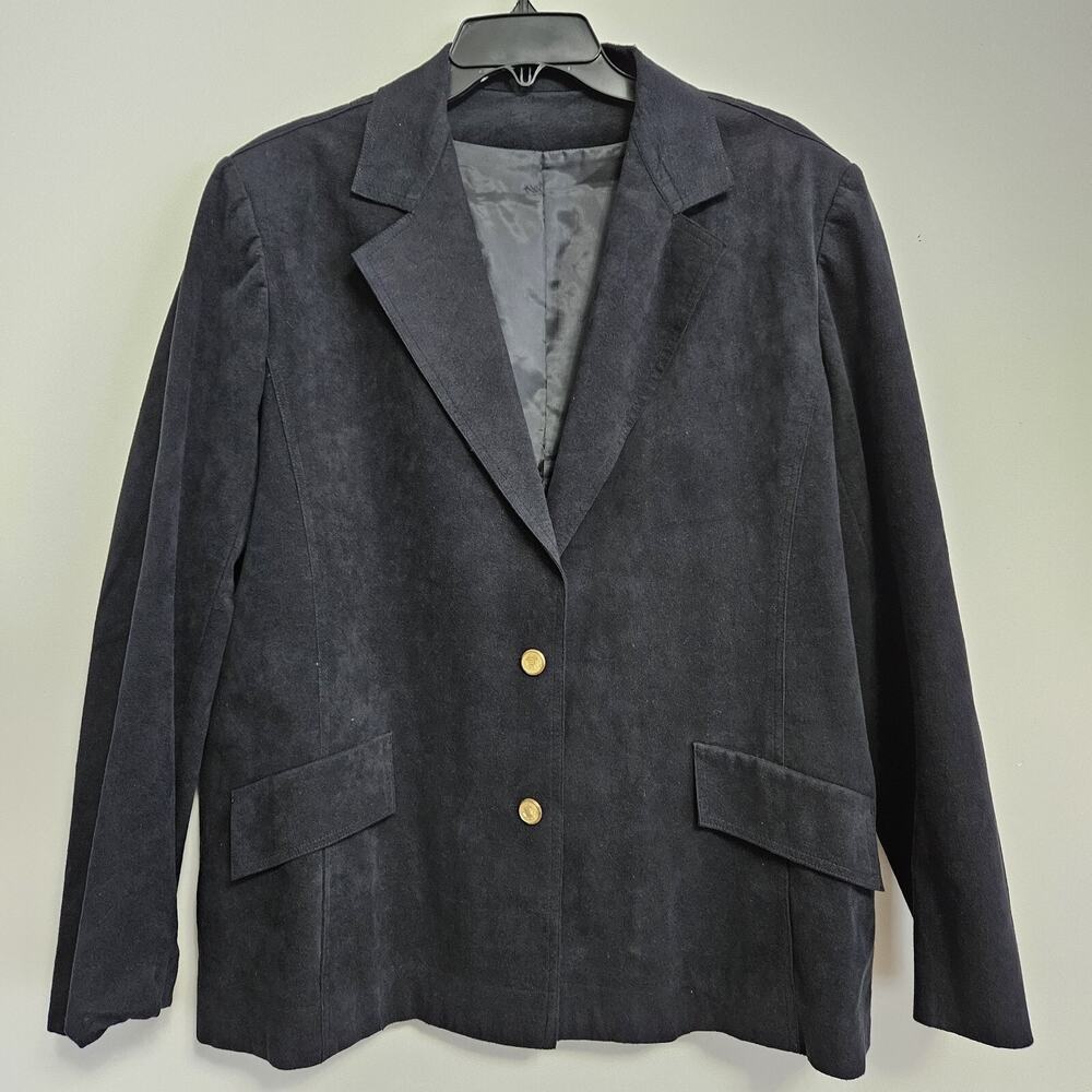Ultra Suede Womens Black Blazer Jacket Size XL* Lined Excellent Condition